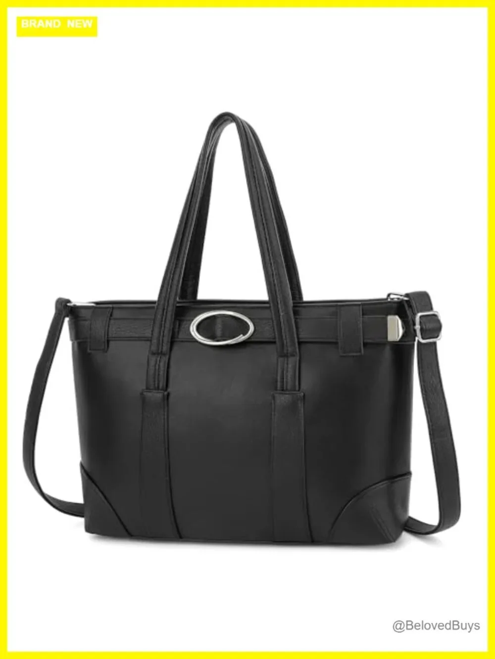 Large Vegan Leather Satchel Handbag with Detachable Shoulder Strap